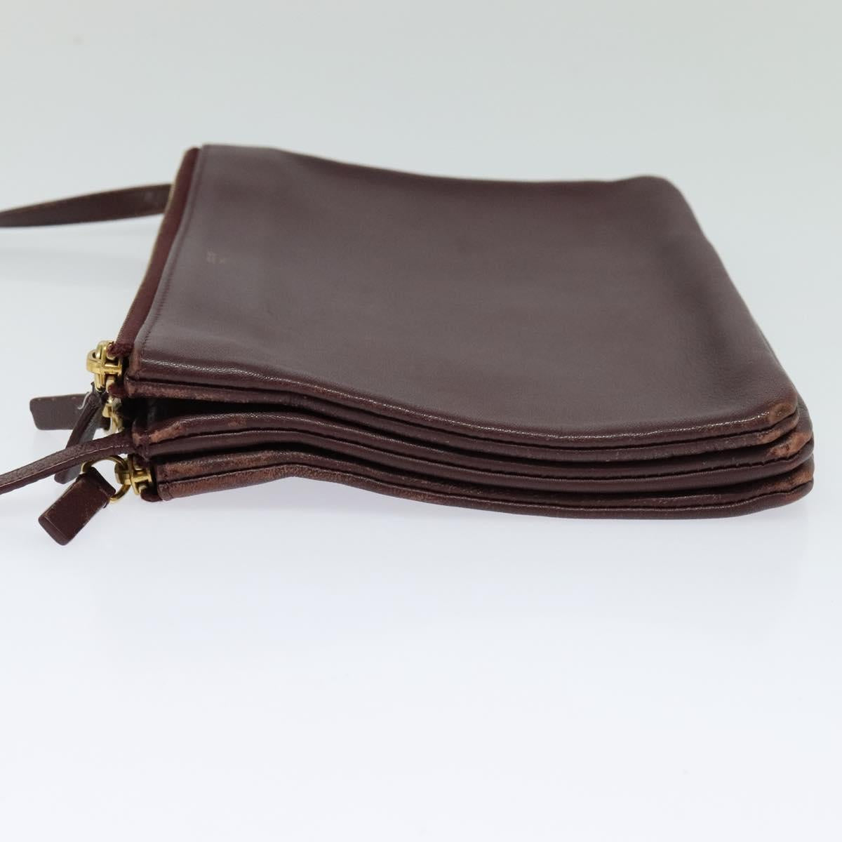Celine Trio Crossbody Bag Leather, BURGUNDY, LEATHER, Crossbody bag
