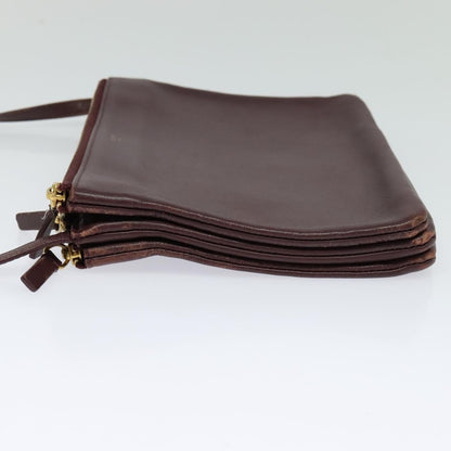 Celine Trio Crossbody Bag Leather, BURGUNDY, LEATHER, Crossbody bag