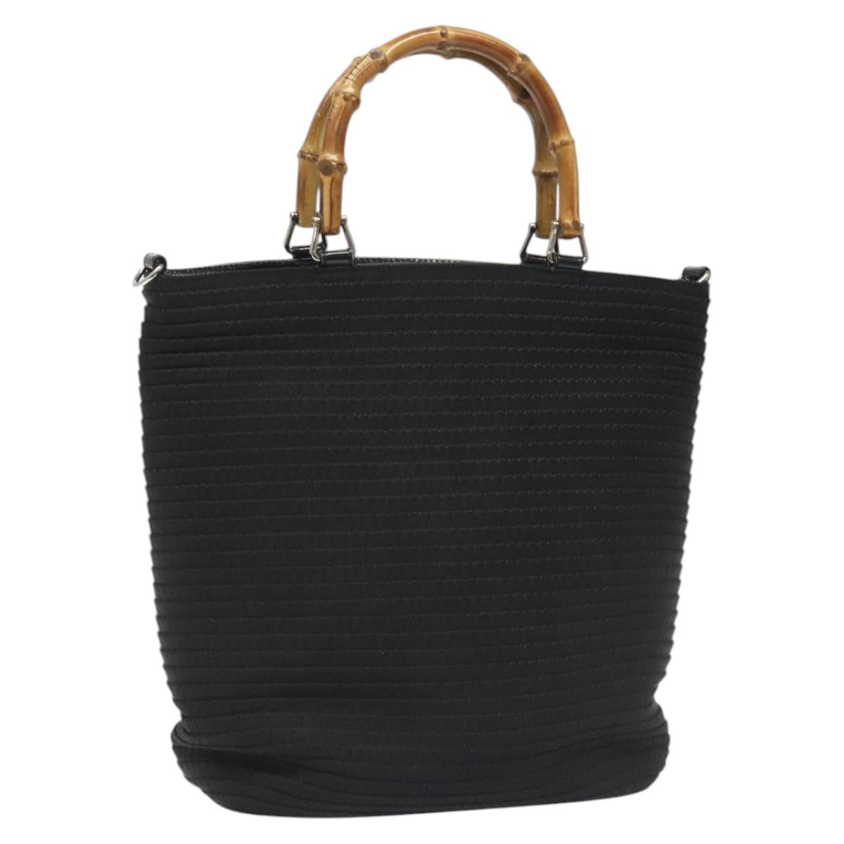 Gucci Bamboo, Black, Canvas, tote