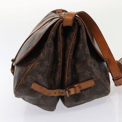 Louis Vuitton Saumur 35, Brown, Canvas, shoulder