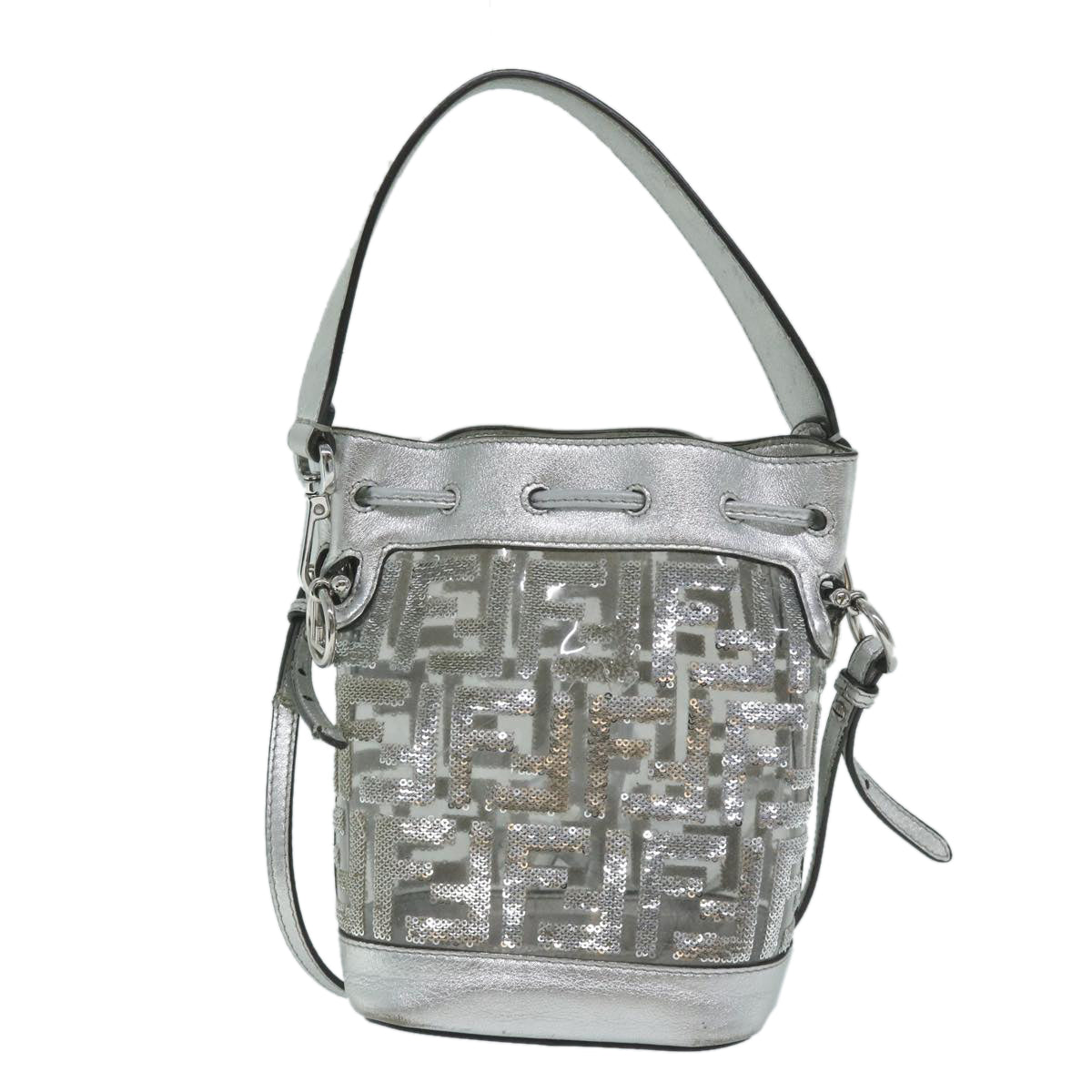 Fendi Zucca, Silver, Leather, shoulder