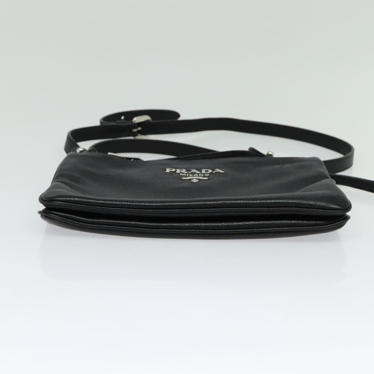Prada Double, Black, Leather, shoulder