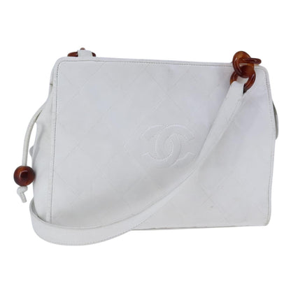 Chanel Cc, White, Leather, shoulder
