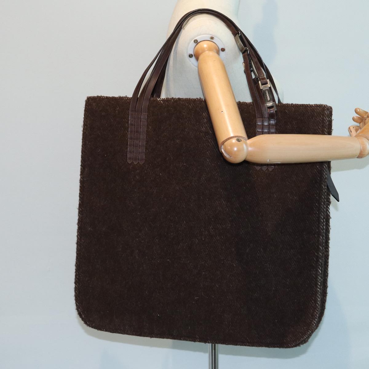 Chanel Logo CC, Brown, Wool, tote