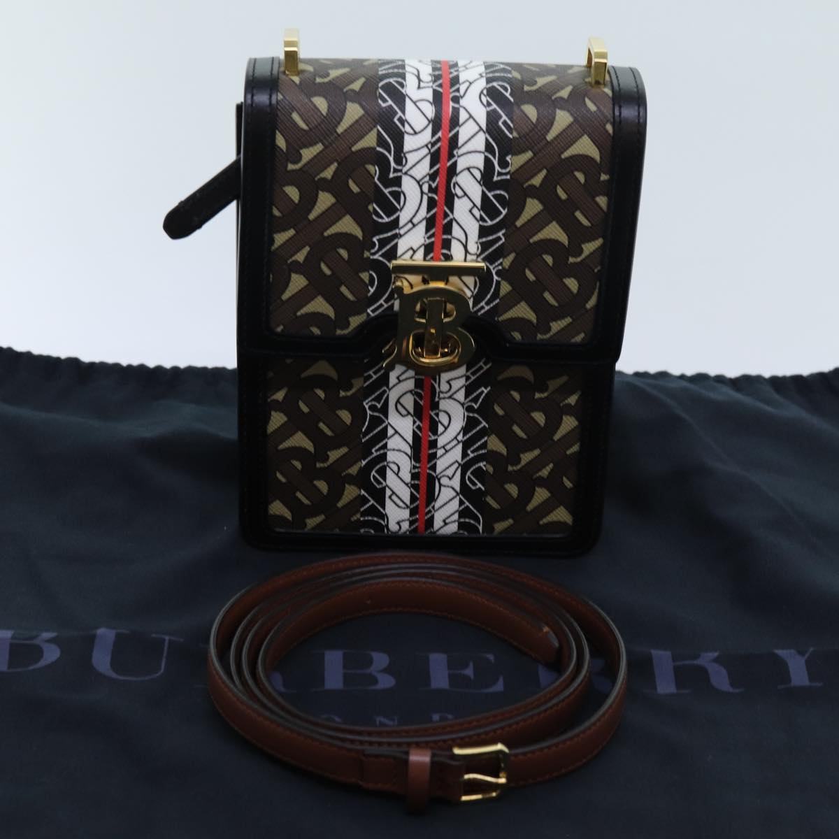 Burberry -, Brown, Canvas, shoulder