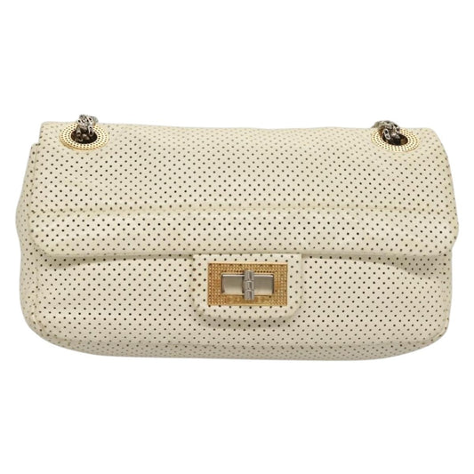 "Chanel 2,55", White, Leather, shoulder