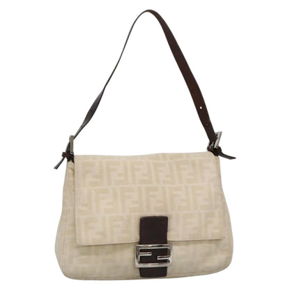 Fendi Mamma Baguette, Beige, Canvas, shoulder