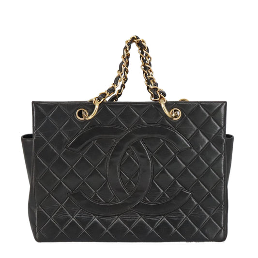 Chanel Logo CC, Black, Leather, handbag