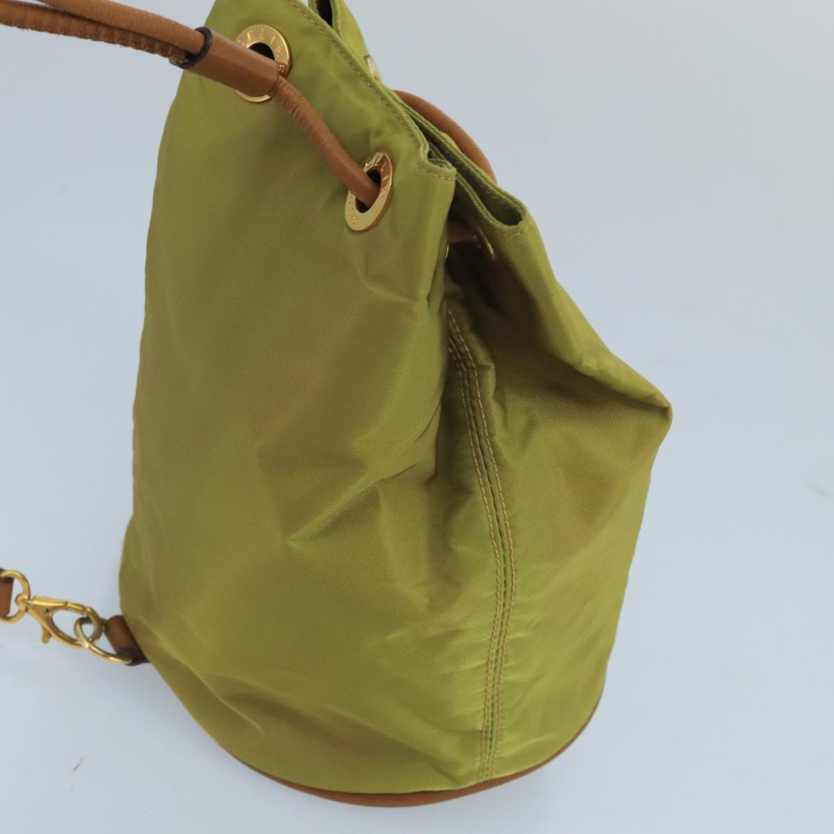 Celine Drawstring Bucket Bag Nylon, Khaki, Synthetic, Handbag