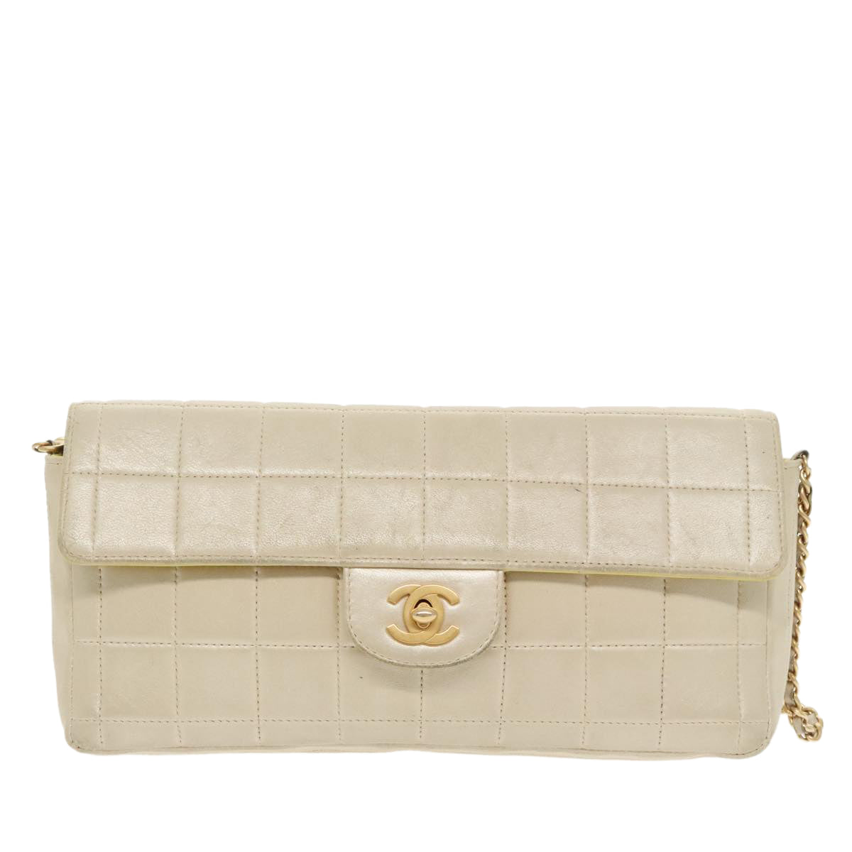 Chanel Chocolate bar, Beige, Leather, shoulder