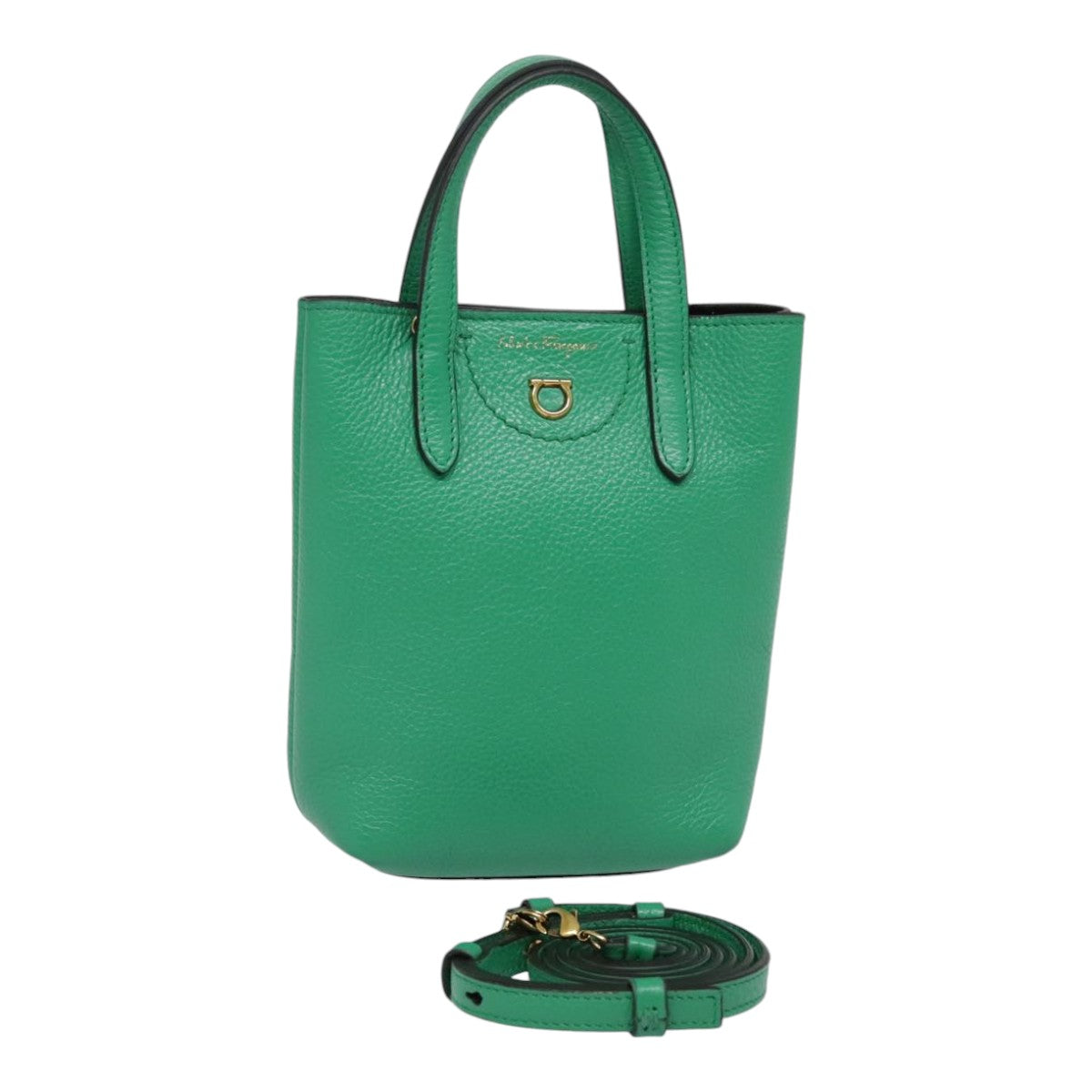 Salvatore Ferragamo Gancini, Green, Leather, handbag