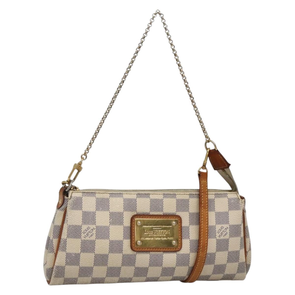 Louis Vuitton Eva, White, Canvas, shoulder