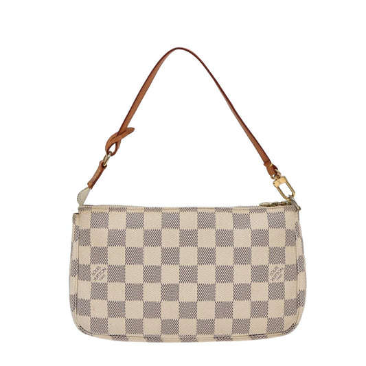 Louis Vuitton Pochette accessoires, White, Canvas, clutch