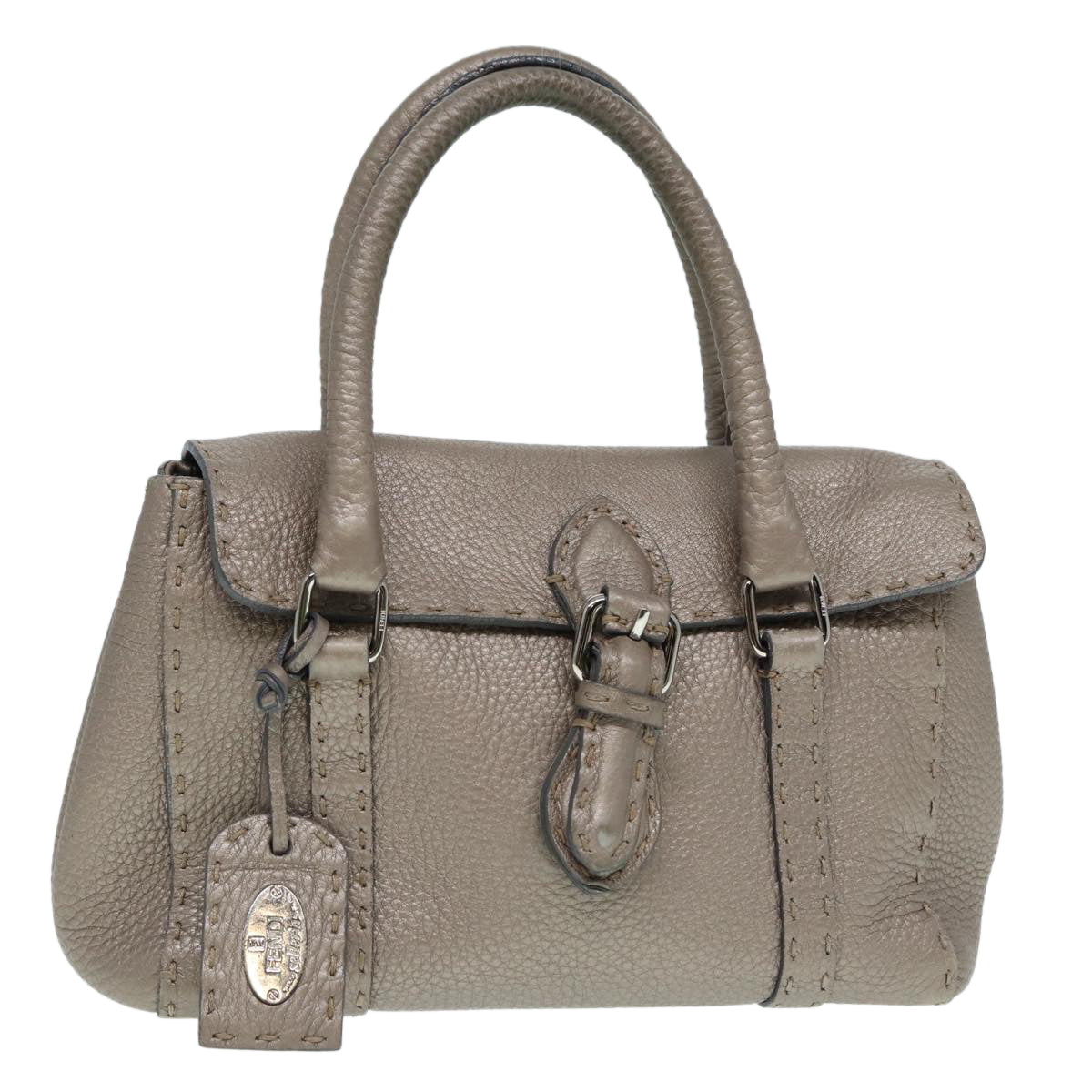 Fendi Selleria, Grey, Leather, handbag