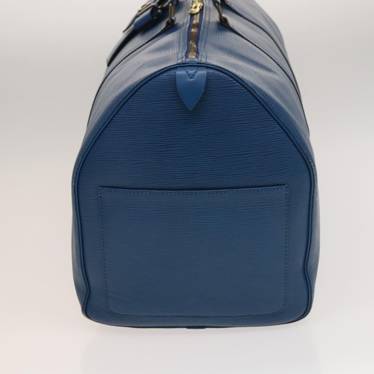 Louis Vuitton Keepall 55, Blue, Leather, travel