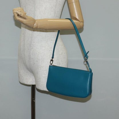 Louis Vuitton Pochette Accessoire, Blue, Leather, clutch