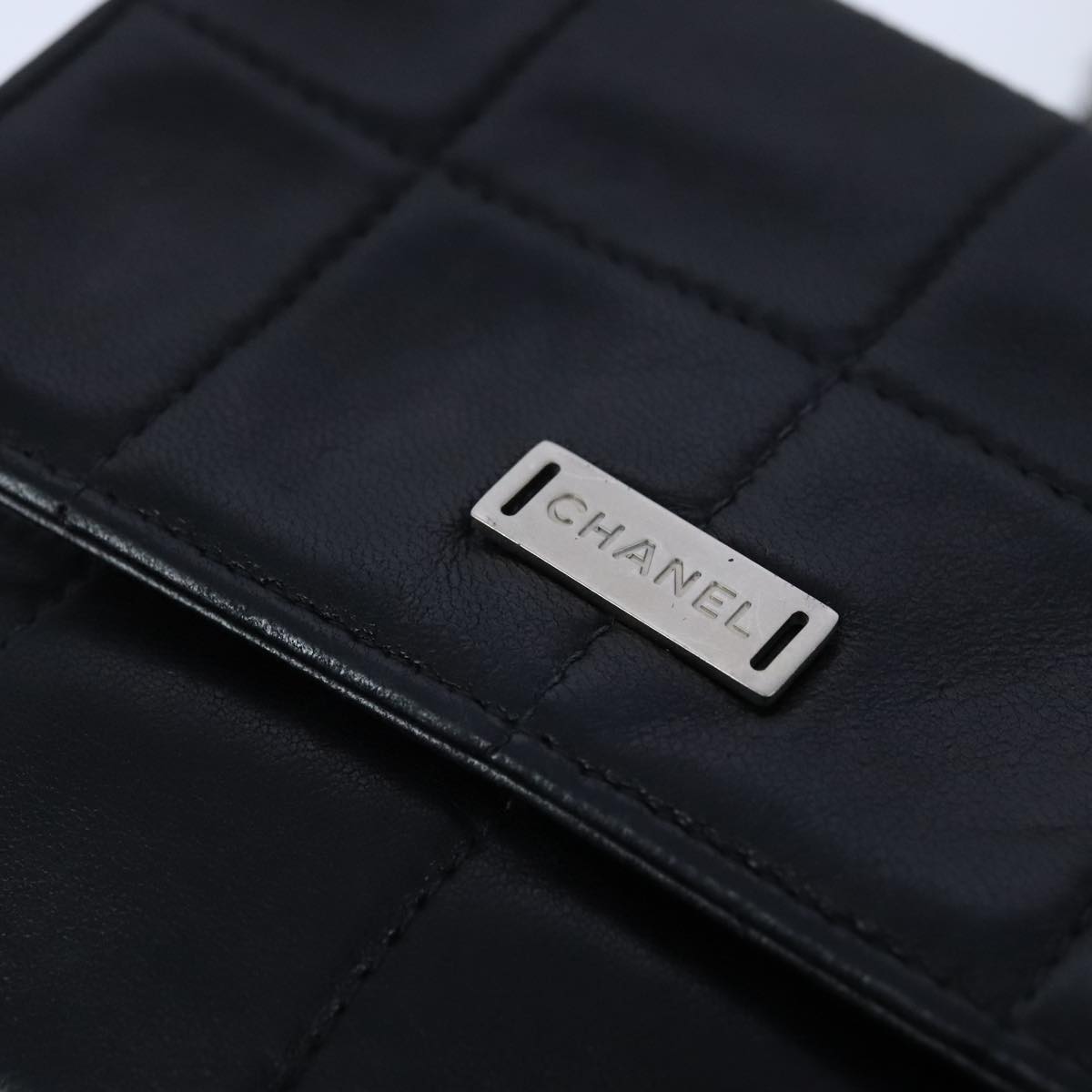 Chanel Chocolate bar, Black, Leather, shoulder