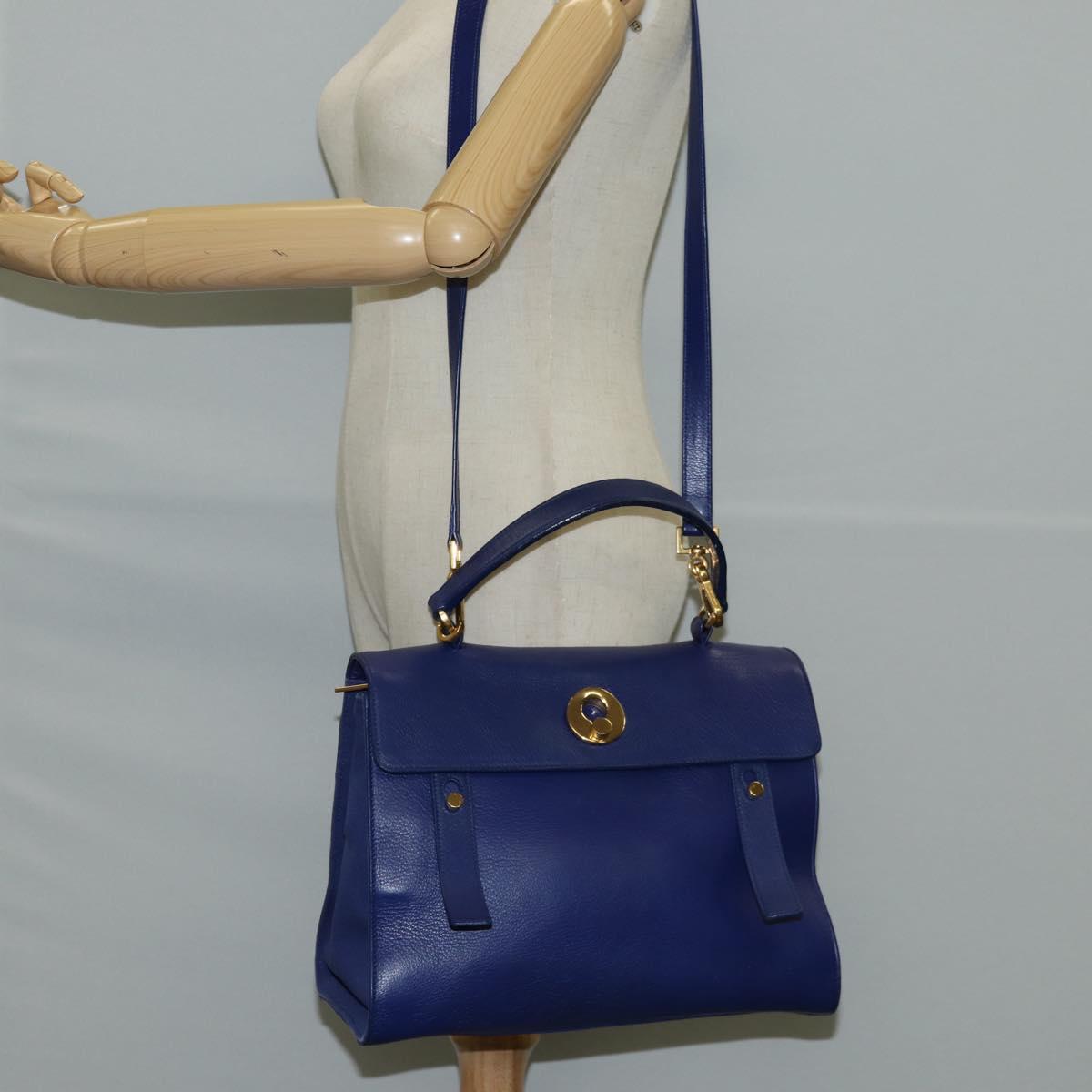 Yves Saint Laurent Muse Two, Blue, Leather, shoulder