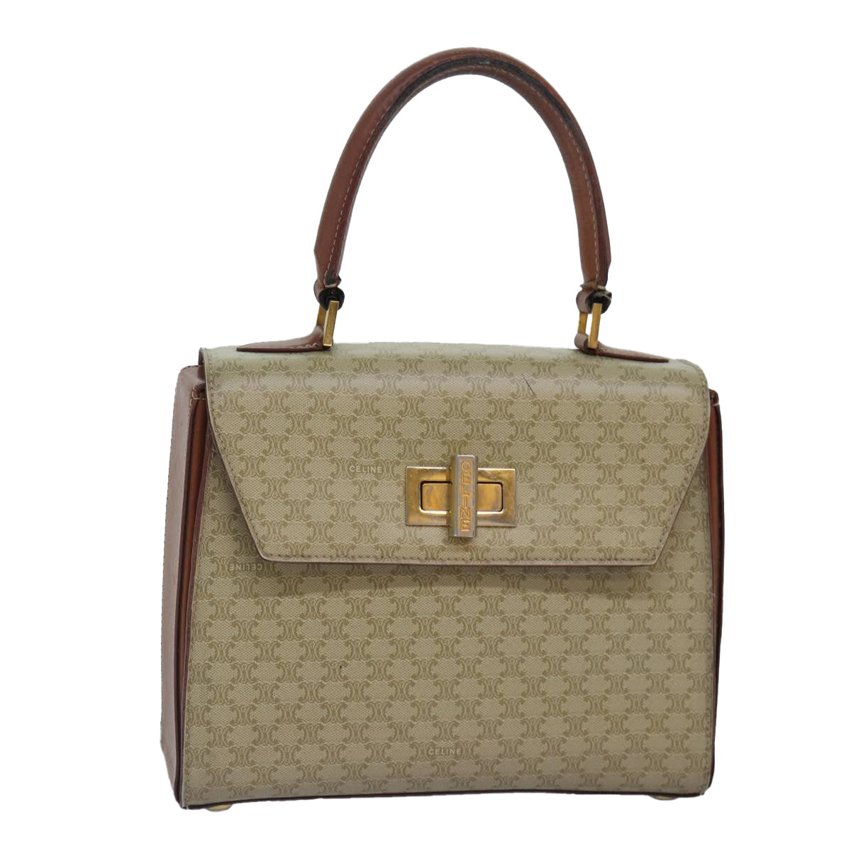 Céline Macadam, Beige, Canvas, handbag