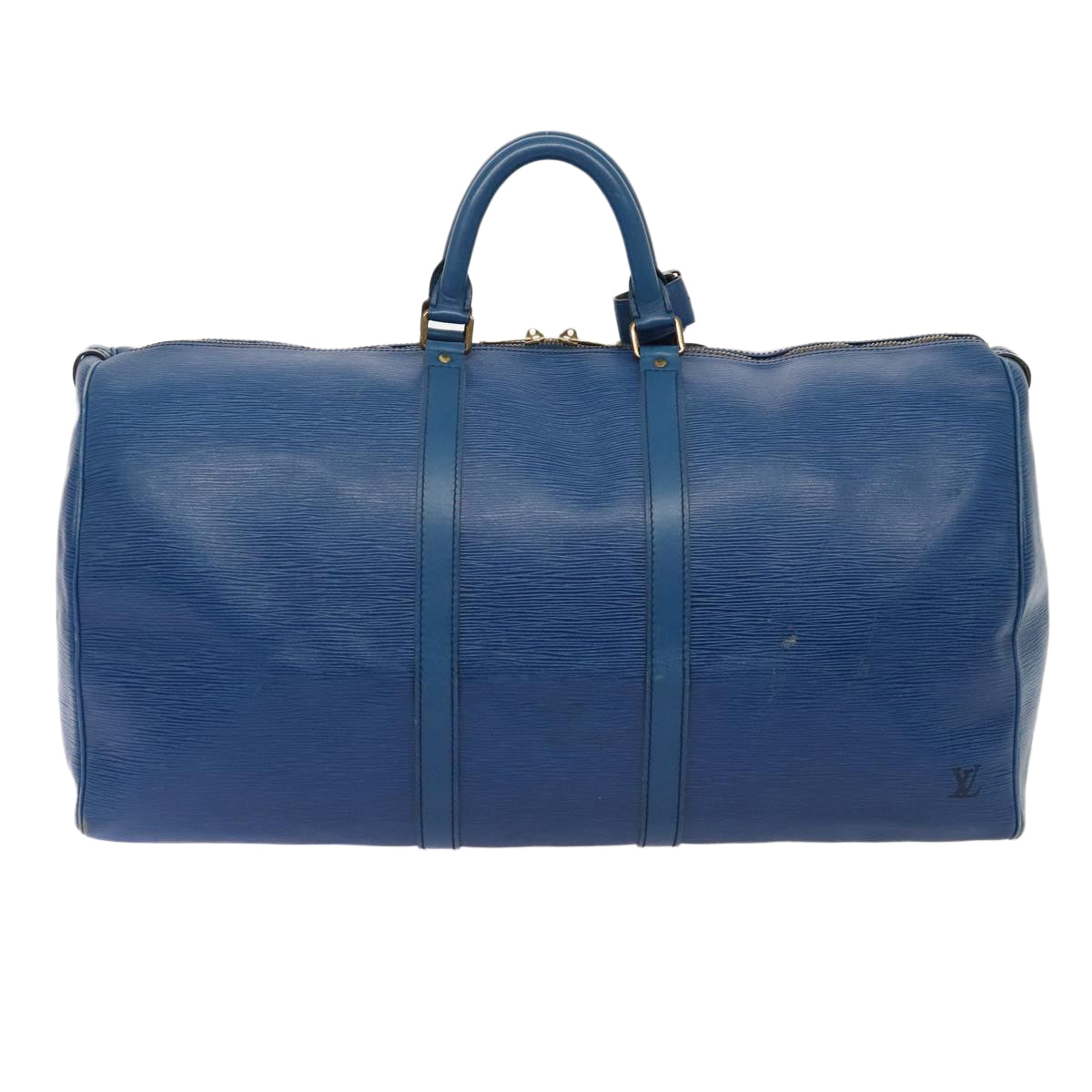 Louis Vuitton Keepall 55, Blue, Leather, travel