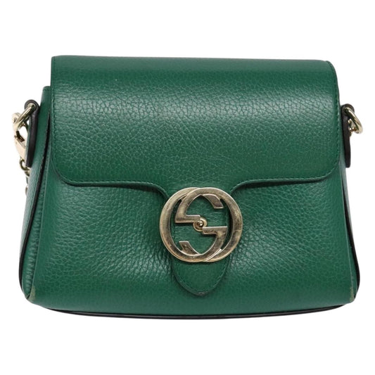 Gucci Interlocking G, Green, Leather, shoulder