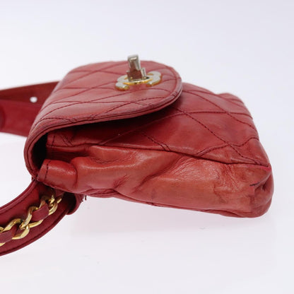 Chanel Bag belt, Red, Leather, clutch