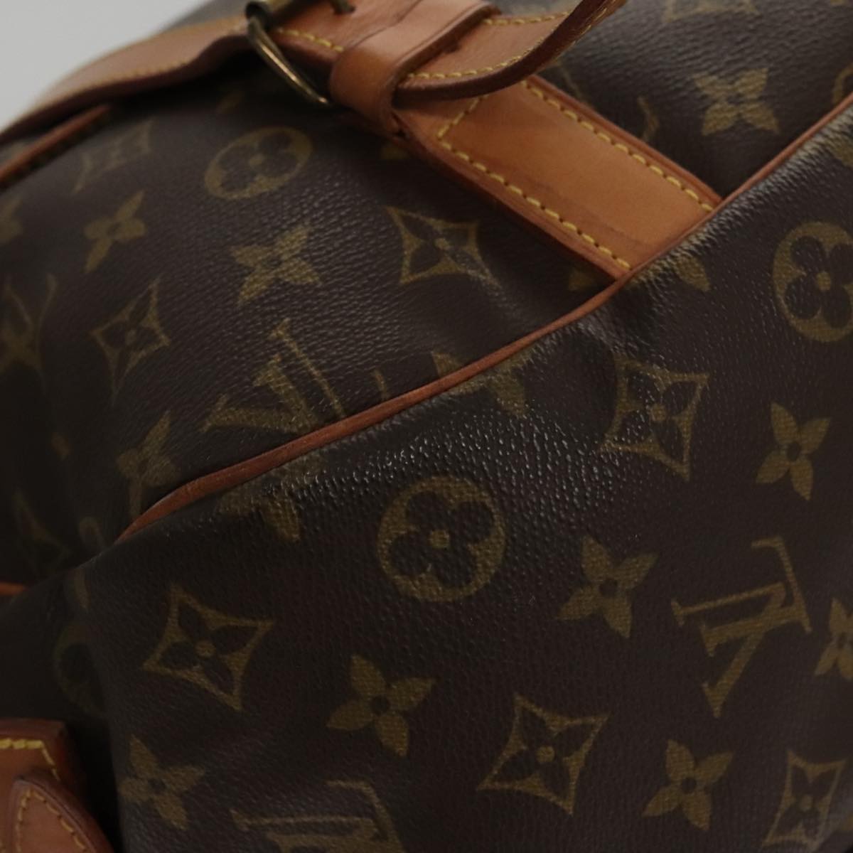 Louis Vuitton Saumur 43, Brown, Canvas, shoulder