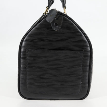 Louis Vuitton Speedy, Black, Leather, handbag
