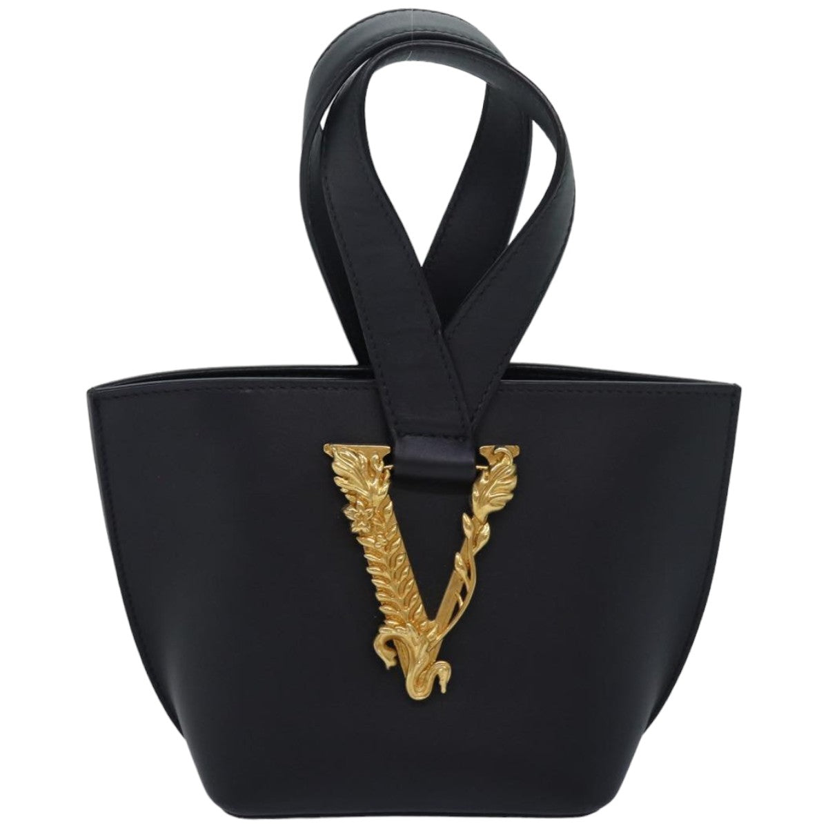 Versace Virtus, Black, Leather, handbag