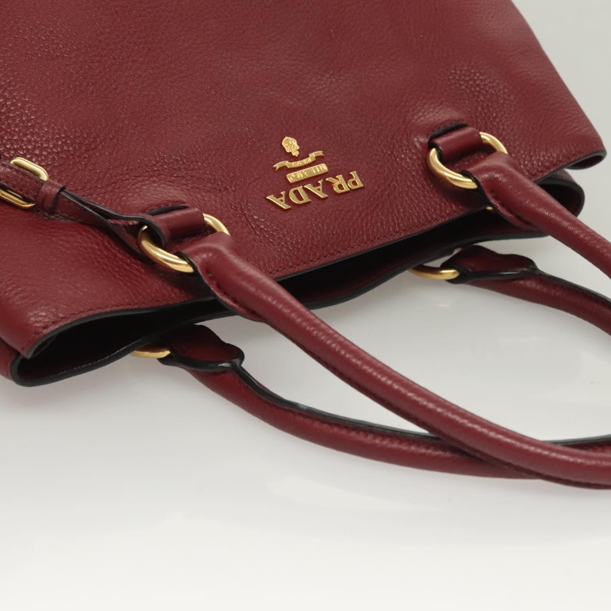 Prada Vitello, Burgundy, Leather, handbag