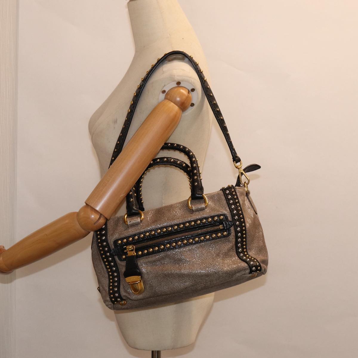 Prada, Grey, Leather, handbag