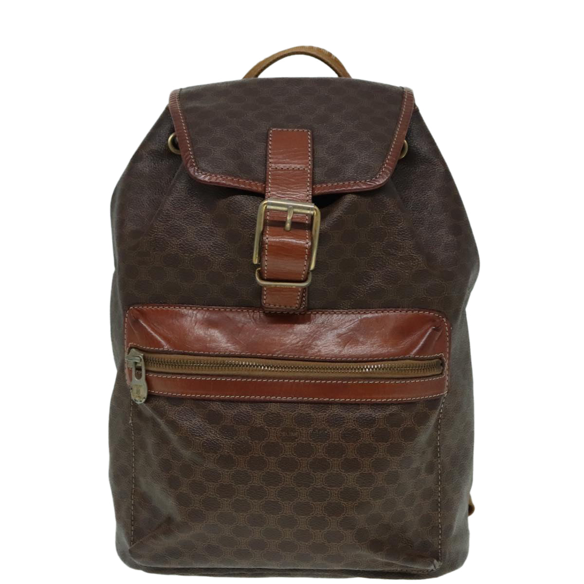 Céline Macadam, Brown, Canvas, backpack