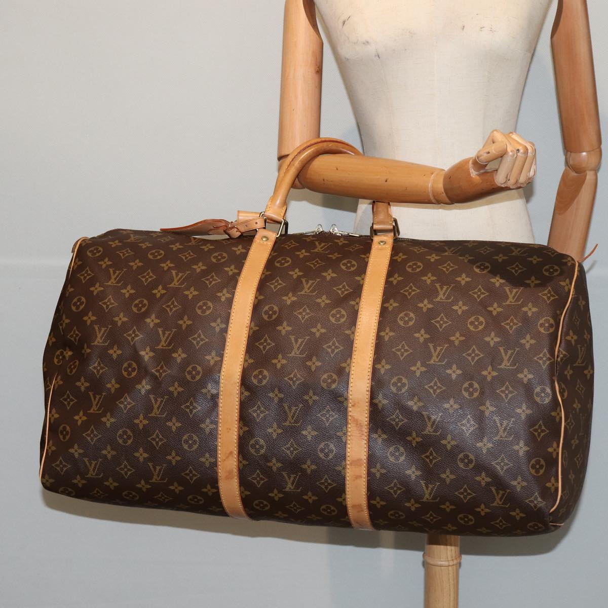 Louis Vuitton Keepall 60, Brown, Canvas, travel