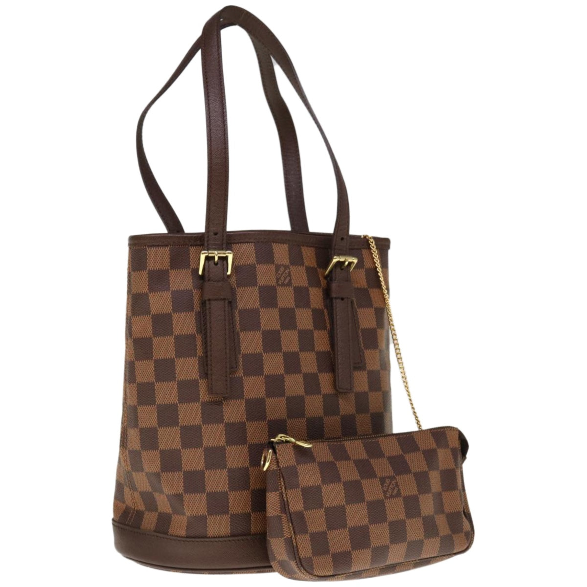 Louis Vuitton Bucket, Brown, Canvas, shoulder