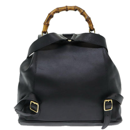 Gucci Bamboo, Black, Leather, backpack