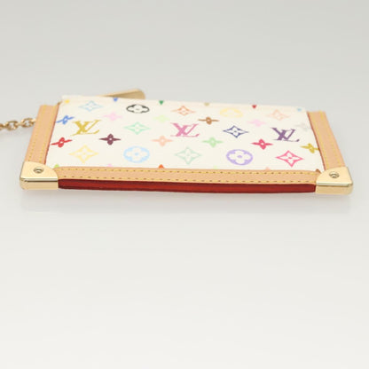 Louis Vuitton Pochette Clés, White, Canvas, wallet