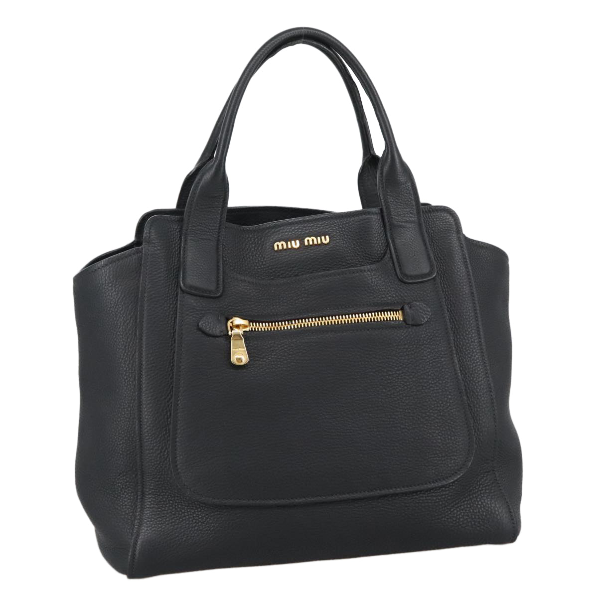 Miu Miu Vitello, Black, Leather, handbag