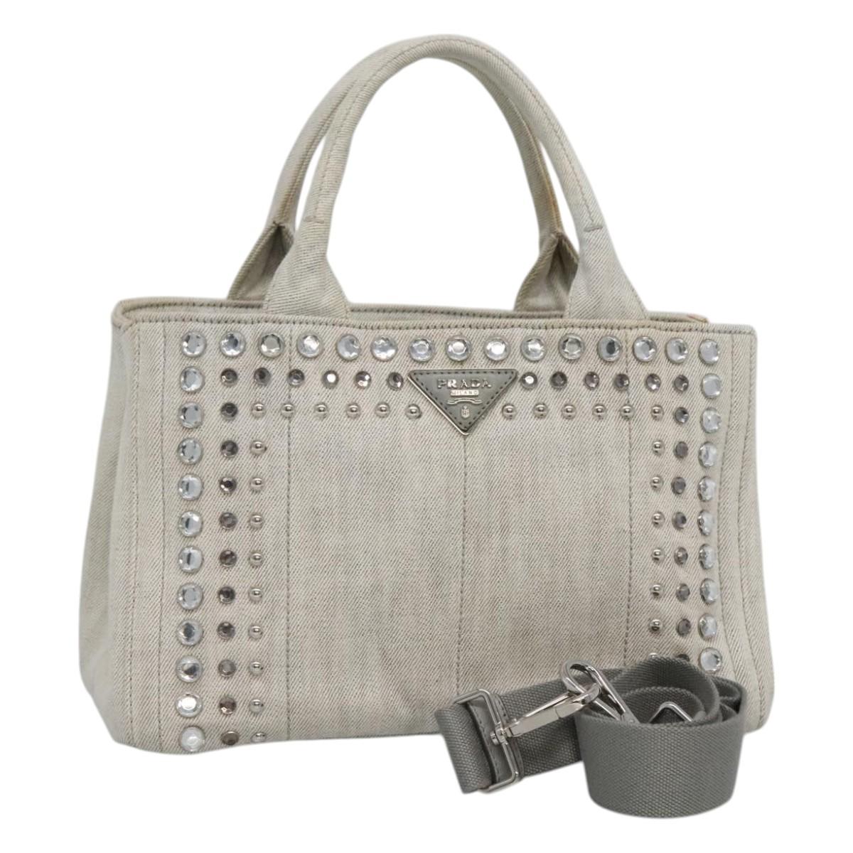 Prada Canapa, Grey, Denim - Jeans, handbag