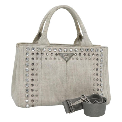 Prada Canapa, Grey, Denim - Jeans, handbag