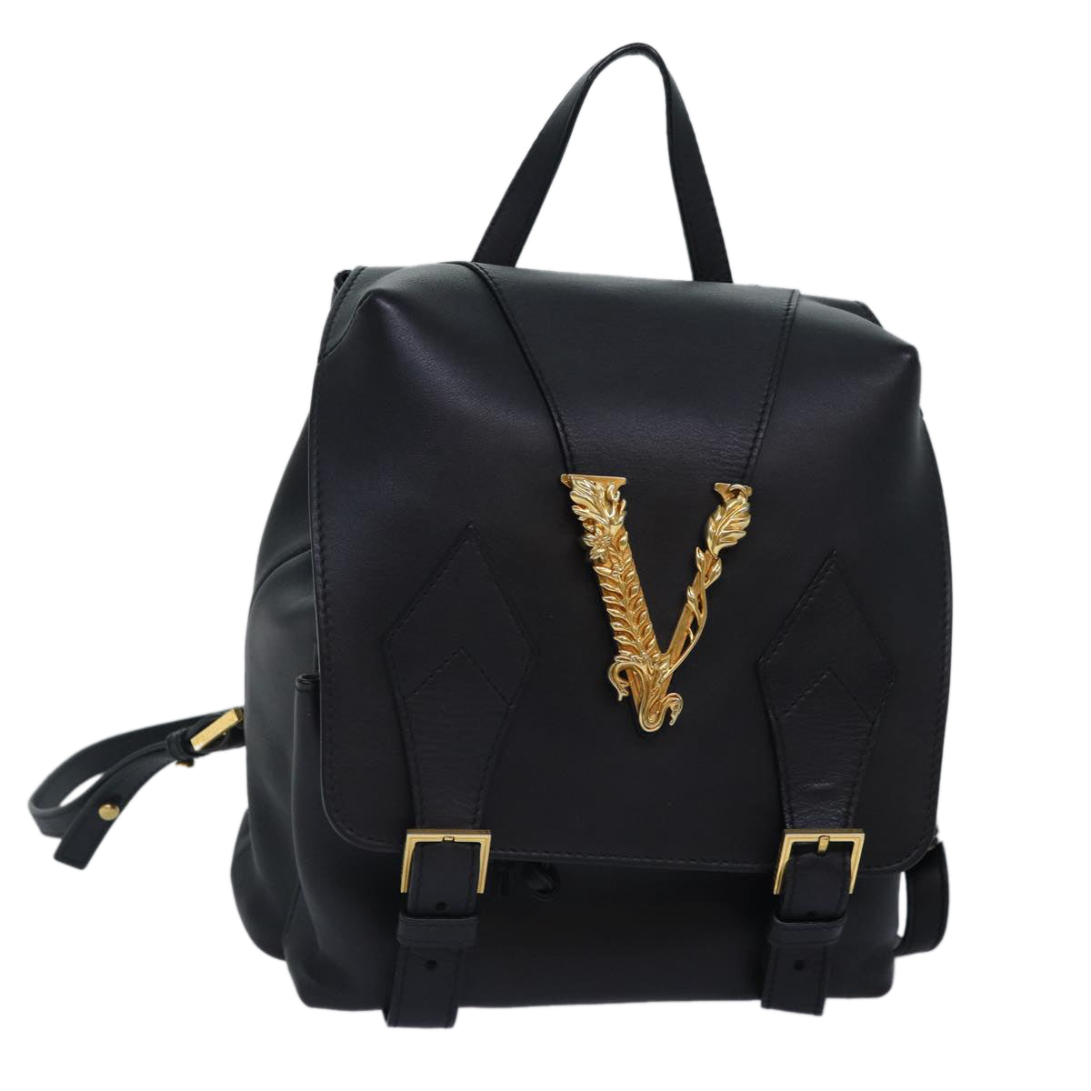 Versace Virtus, Black, Leather, backpack