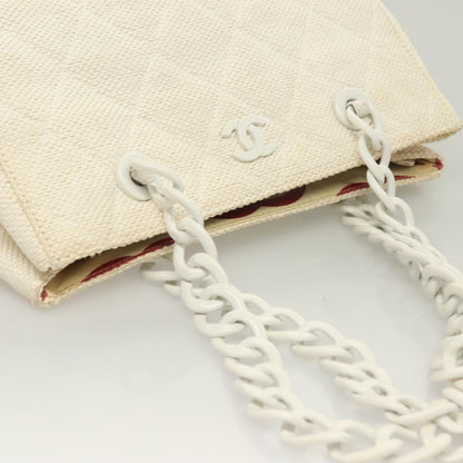 Chanel Logo CC, White, Canvas, shoulder
