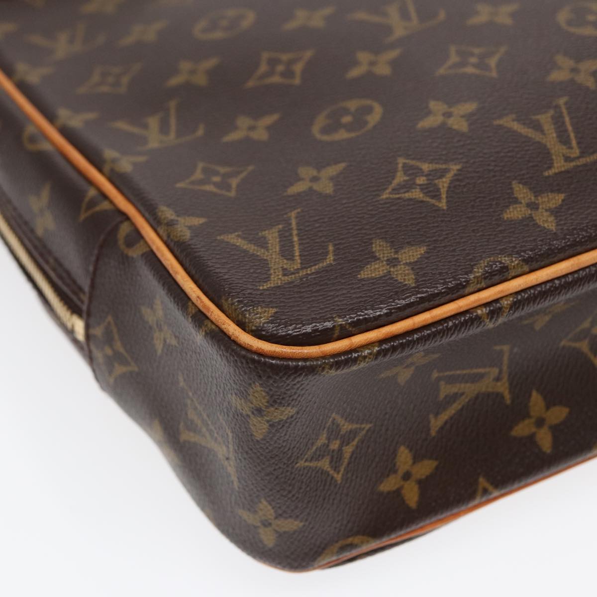 Louis Vuitton Porte Documents, Brown, Canvas, briefcase