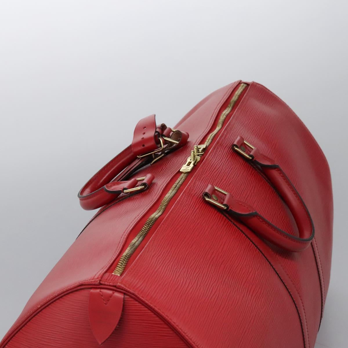 Louis Vuitton Keepall 55, Red, Leather, travel