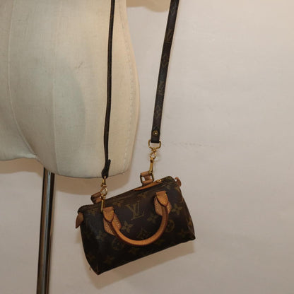 Louis Vuitton Nano Speedy, Brown, Canvas, handbag