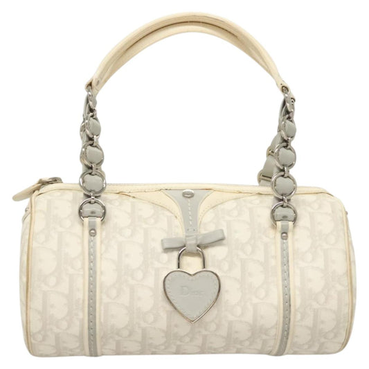 Dior Romantique, White, "CANVAS, LEATHER", handbag
