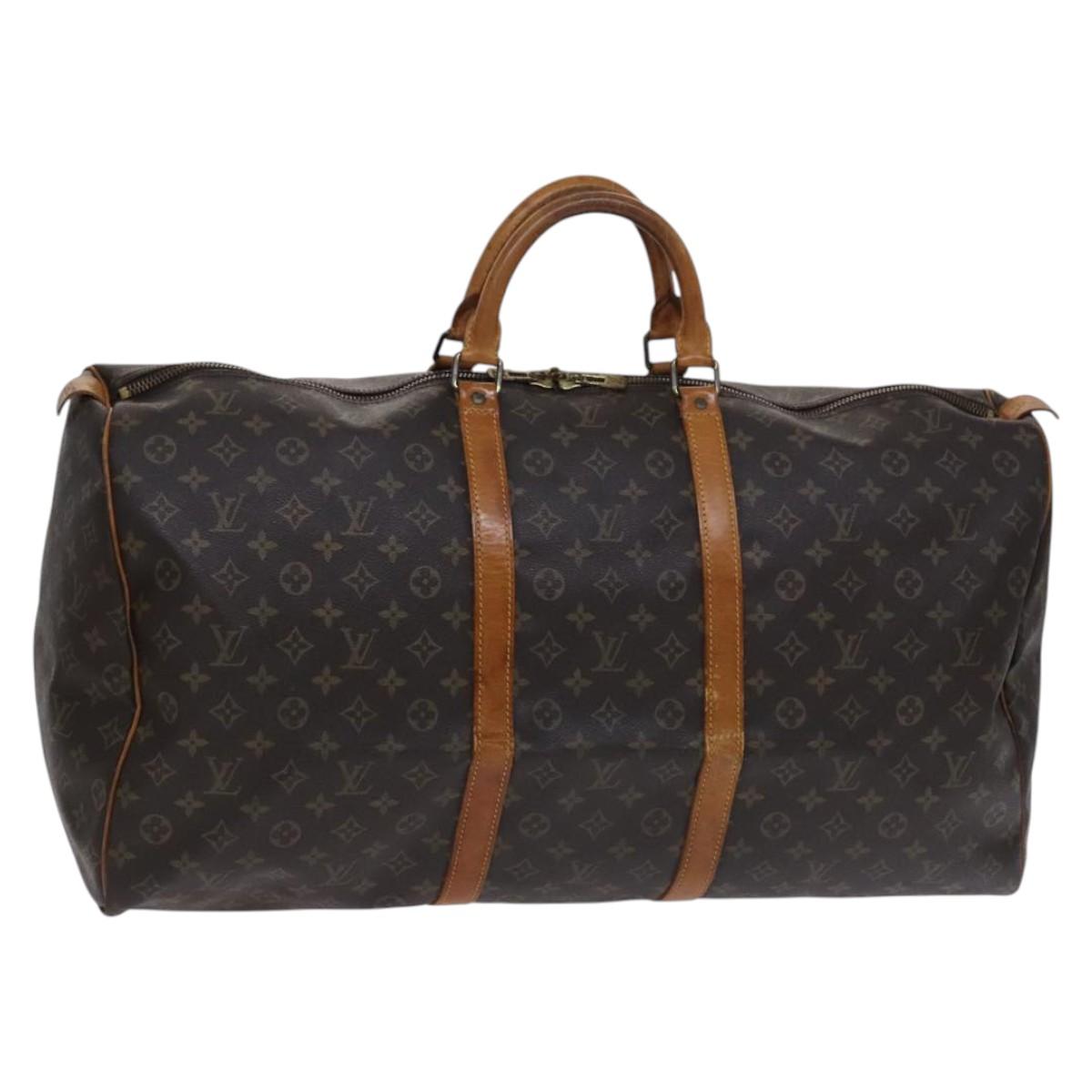 Louis Vuitton Keepall 60, Brown, Canvas, travel