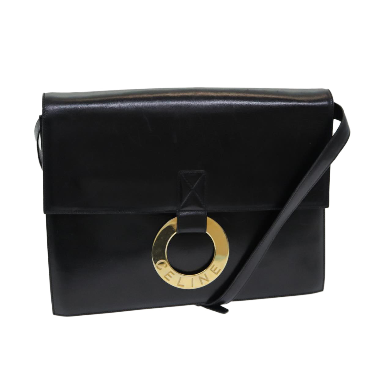 Céline Logo du cercle, Black, Leather, shoulder