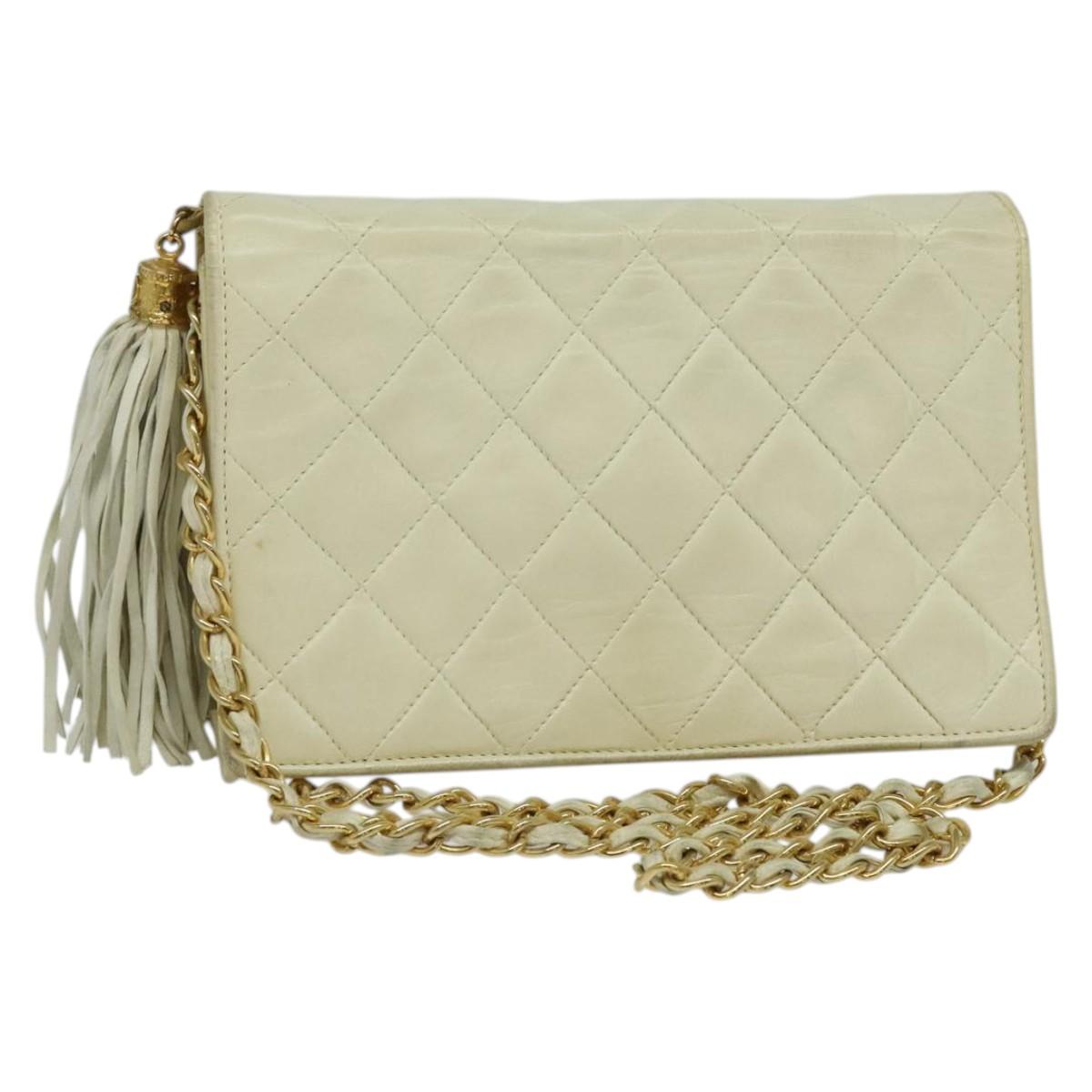 Chanel Camera, White, Leather, clutch