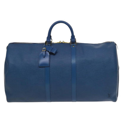 Louis Vuitton Keepall 55, Blue, Leather, travel