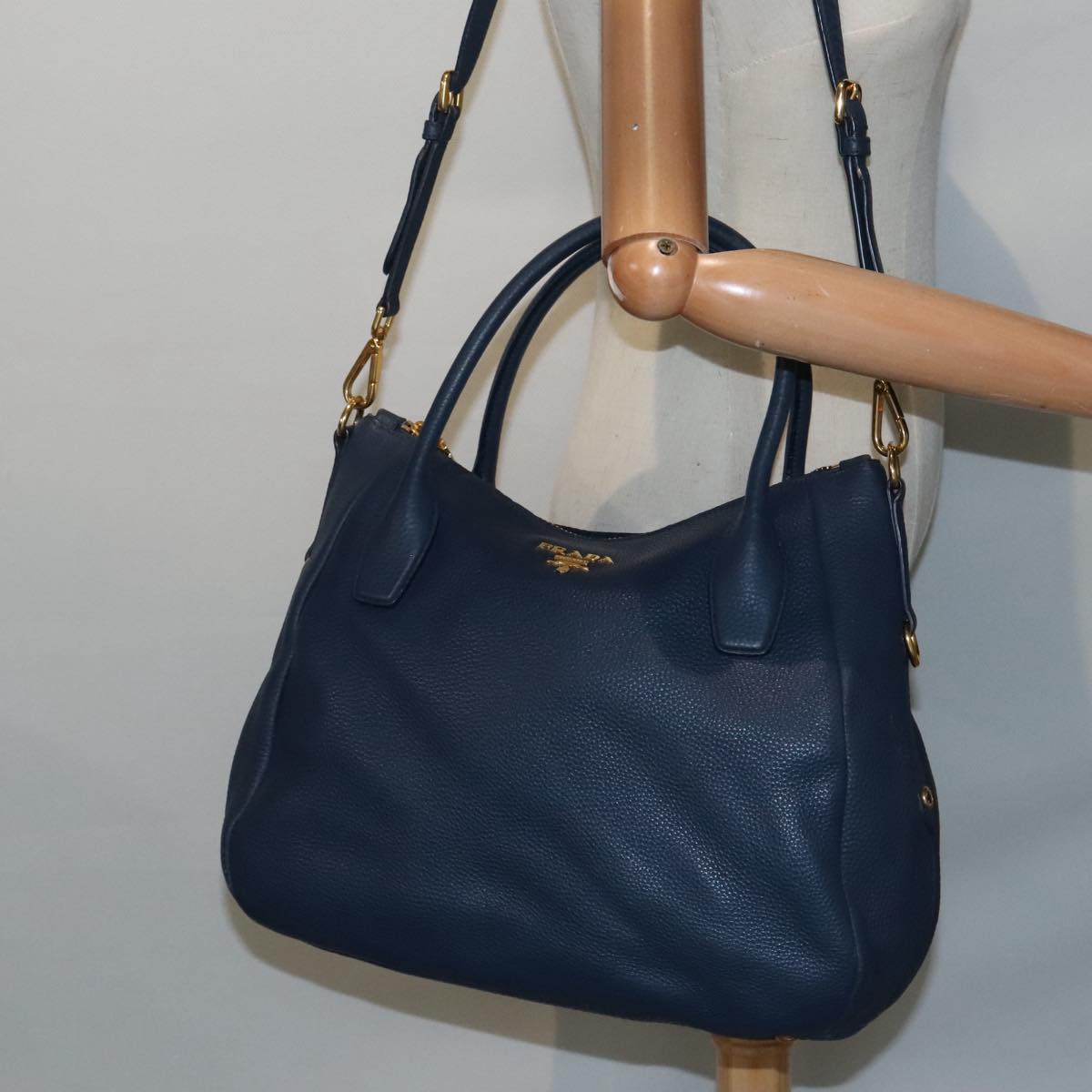 Prada, Blue, Leather, handbag
